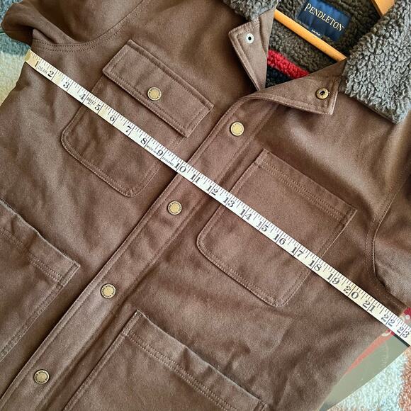 NWOT Pendleton Sherpa Lined Canvas Chore Coat | Brown Workwear Jacket | Medium - Picture 9 of 11